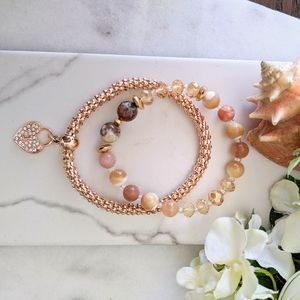 Gorgeous stacked bracelets with genuine stones